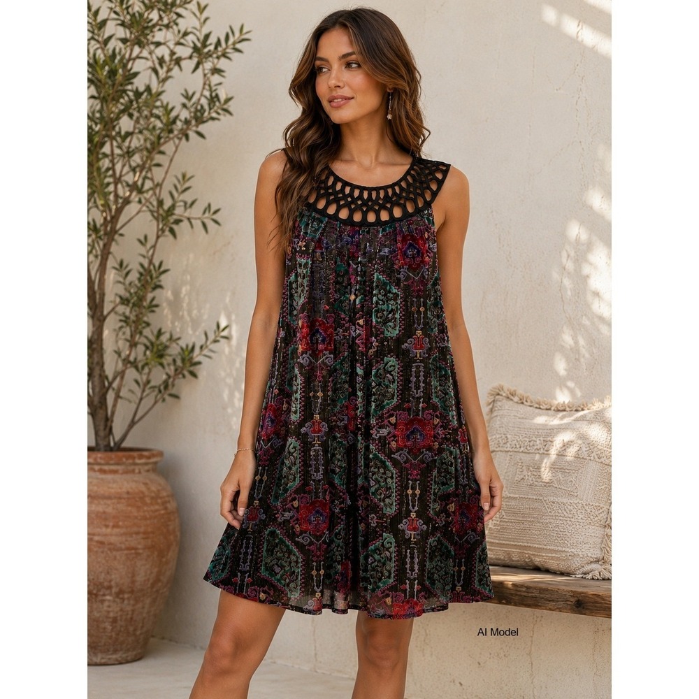 Moulinette Soeurs Anthropologie Shift Dress Small Silk Blend Metallic Velvet
